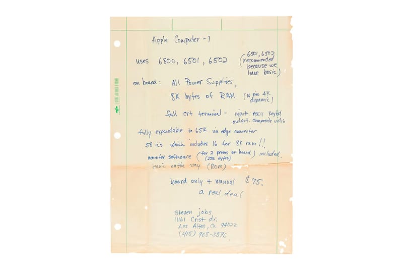 스티브 잡스가 작성한 애플 최초의 컴퓨터 ‘애플 I’ 광고 초안이 거액에 판매됐다