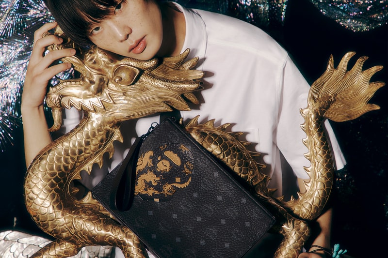 MCM x 베이프 ‘Lunar New Year’ 캡슐 컬렉션 출시 bape 샤크 후드 황금색 용 청룡의 해 