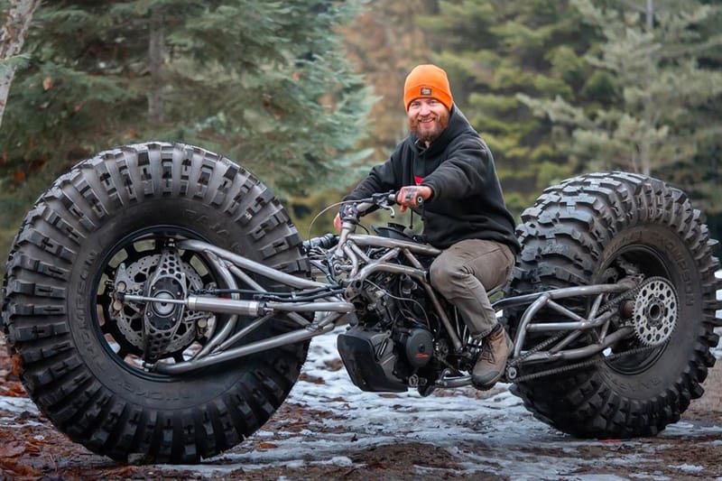 미국의 유튜버가 46인치 몬스터 트럭 휠이 달린 바이크를 제작했다