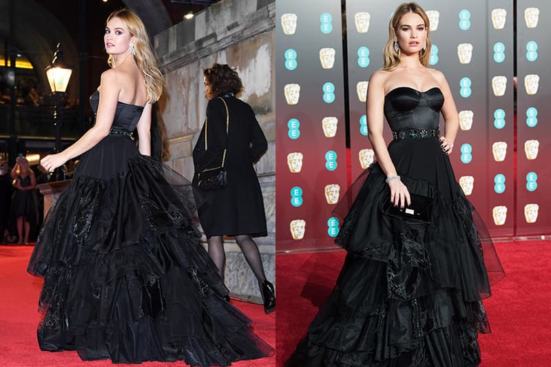 Lily-James-diamond rings red carpet