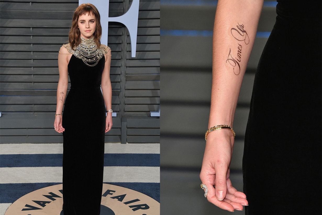 Emma Watson 在奧斯卡上秀出了她的 Time's up 新刺青 但好像哪裡怪怪的