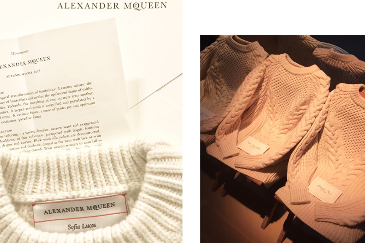 Alexander McQueen 女裝 2018 秋冬發佈會贈個人專屬 Aran Sweaters 針織毛衣