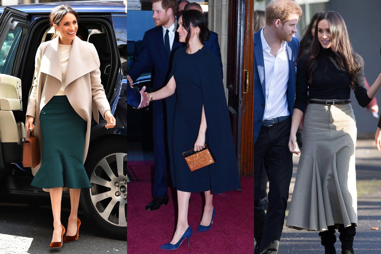 Meghan Markle fashion styles in plain colors 