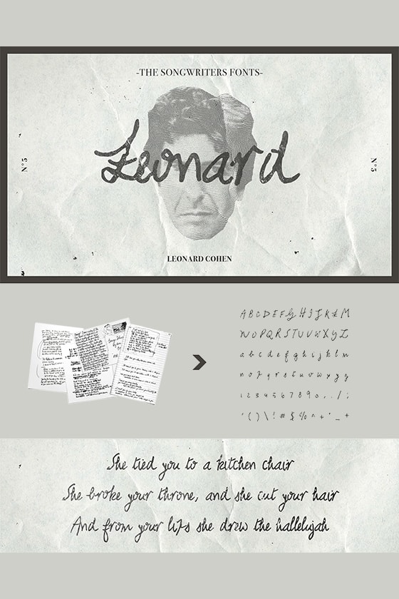 Songwriters Fonts 屬於 5 位傳奇音樂人手寫字型