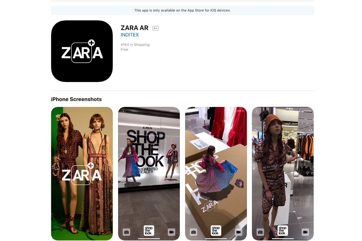 Zara 推出最新手機應用程式 ZARA AR 大玩 AR 技術