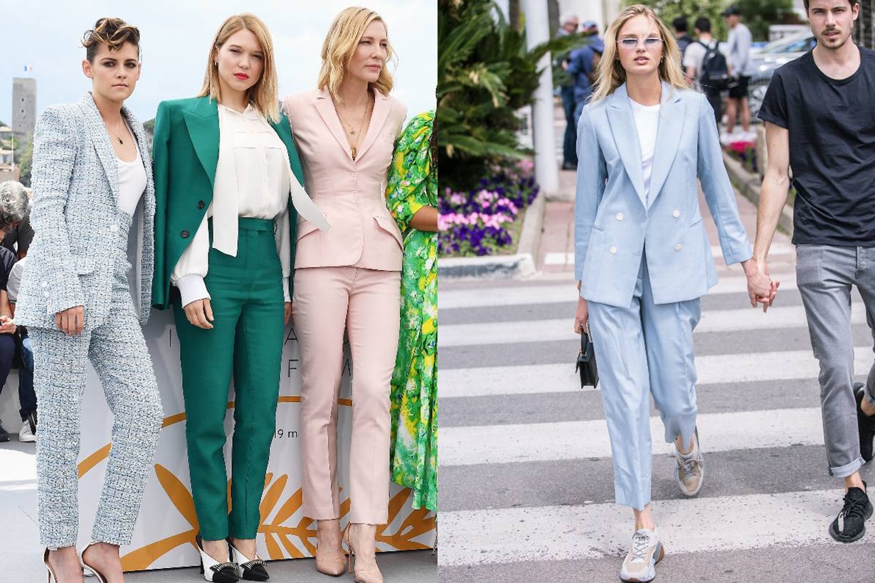 Kristen Stewart, Romee Strijd, Cate Blanchett and Léa Seydoux are in pastel pantsuits at the Cannes Film Festival 2018