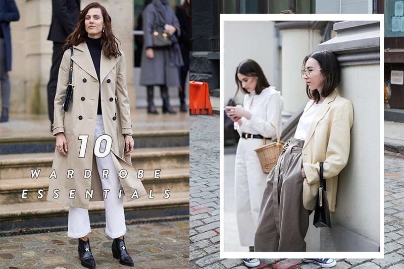 woman wardrobe-essentials Ballet flats  White Tee  white shirt  Striped Tee  skinny Jeans  Little Black Dress  Blazer