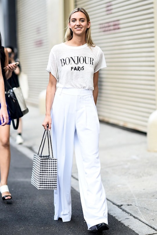 white tee summer street style-