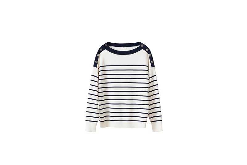 H&M “Bonjour Paris” Collection - White Striped Fine-knit Sweater