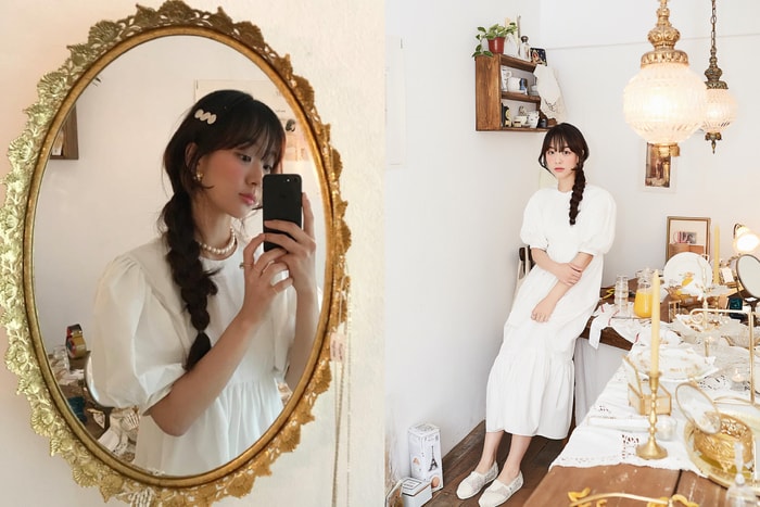 這位韓國女生骨子裡住了法國女孩,告訴你「復古洋裝+飾品」有多配!
