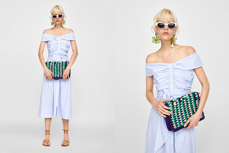 zara kate middleton blue off shoulder dress