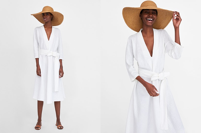 zara white linen dress