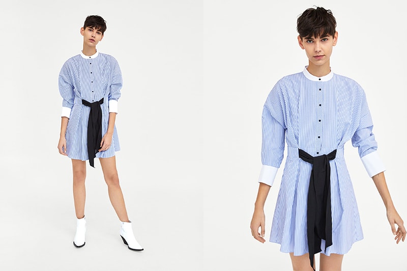 zara striped shirt dress belt