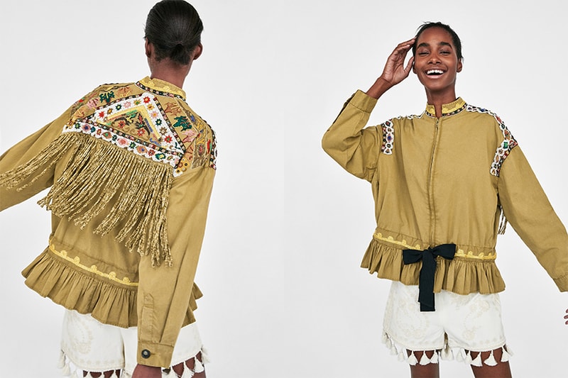 zara embroidery fringe jacket