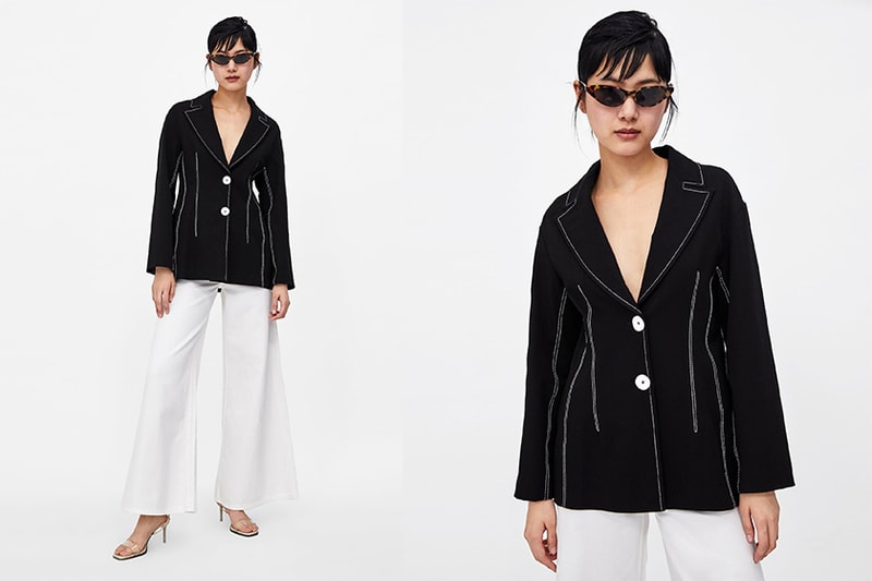 zara black blazer stitched