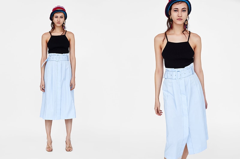 zara light blue skirt