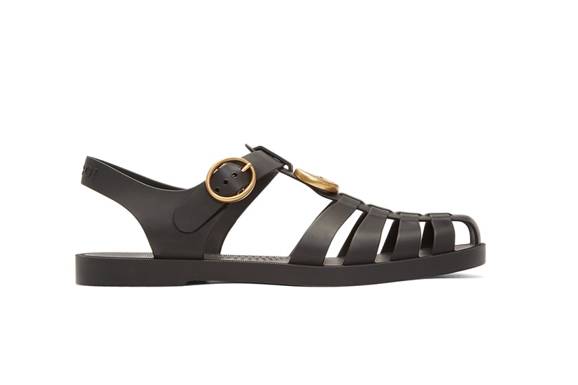 gucci-black-jelly-sandals shoes-