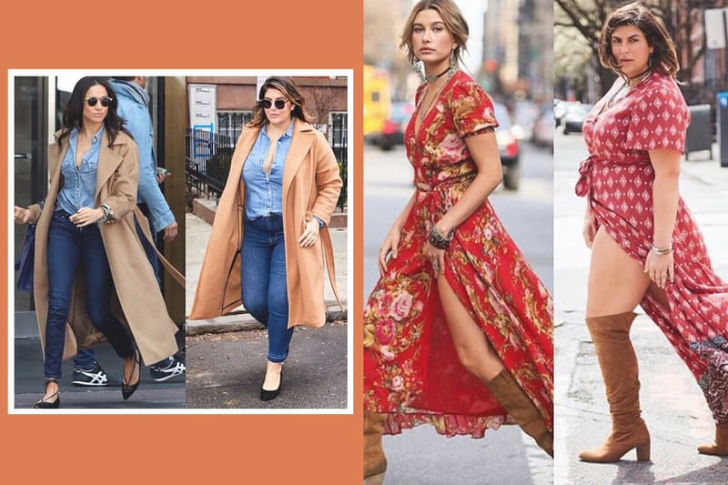 Katie Sturino positive body shape copying celebrities outfit Meghan Markle Emily Ratajkowski Alexa Chung Hailey Baldwin Dakota Johnson