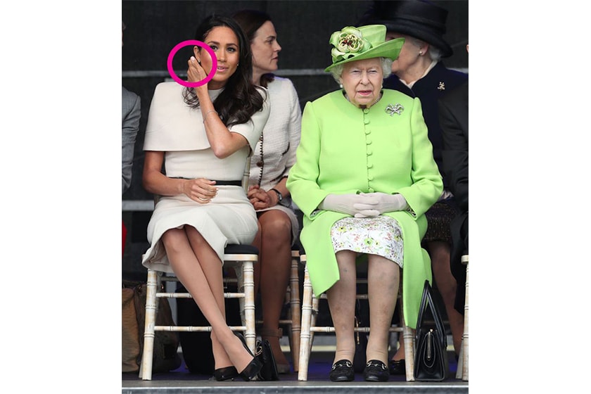 meghan markle the queen body language and wears neutrals