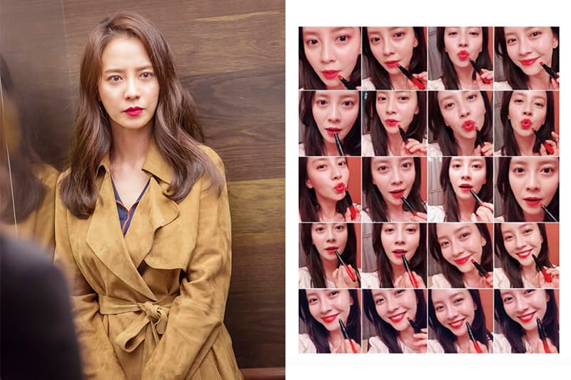 song ji hyo instagram selfie red lips