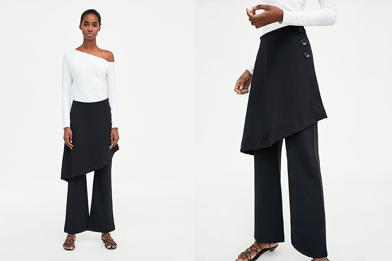 zara skirt pants black