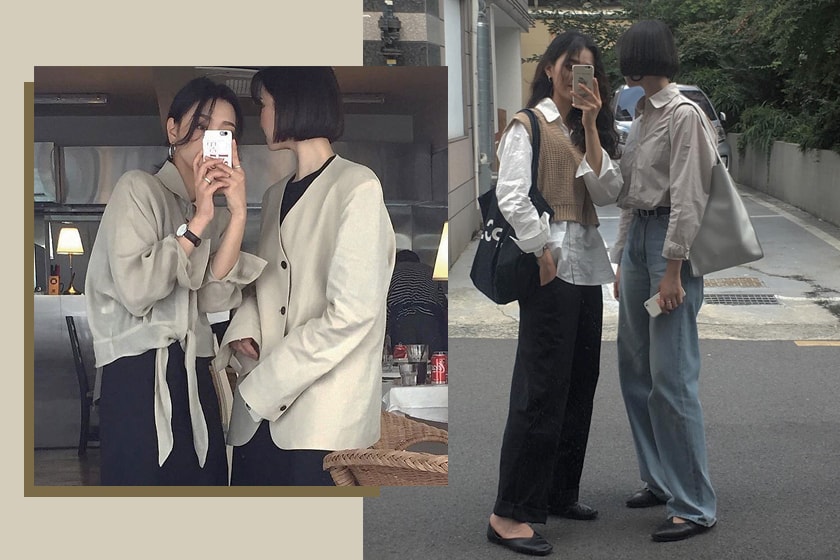 friends match outfits korean girls inspiraiton tree__bird1 _mmiing instagram