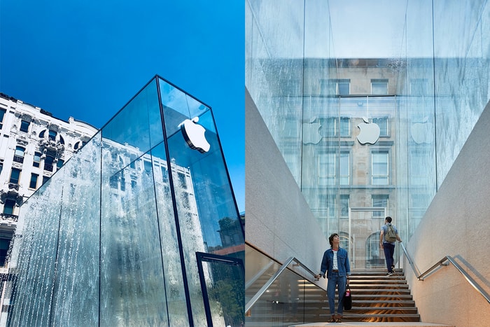 現代玻璃幕遇上古典噴泉，還有比這更美的 Apple Store 嗎？