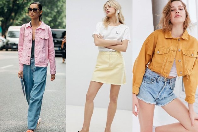 Coloured Denim Pink Yellow Denim Jacket Denim Skirt Trend