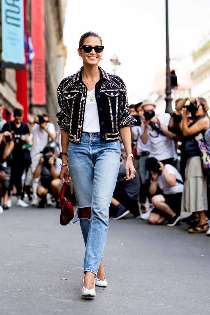 Wear denim with fancy tops at  Paris Couture Week