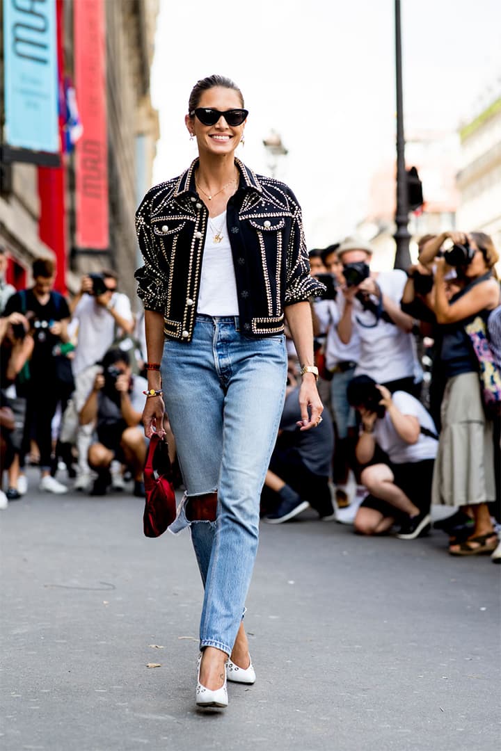 Wear denim with fancy tops at Paris Couture Week