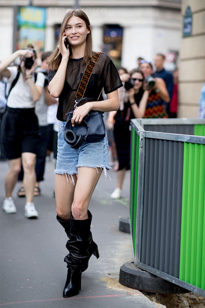 Wear denim with fancy tops at  Paris Couture Week