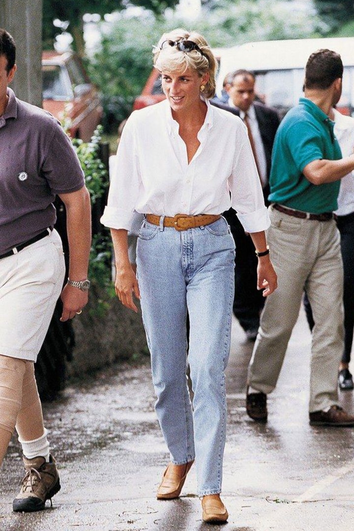 Princess Diana Denim Jeans White Shirt