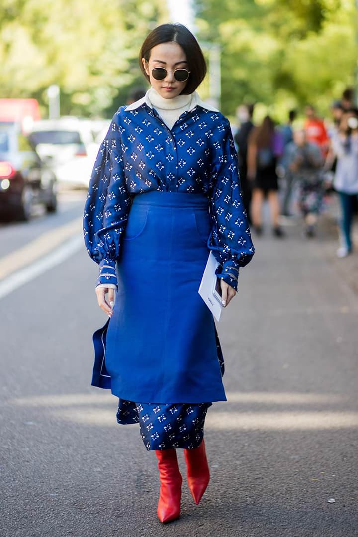 Winter Summer Dress Blue Skirt Boots