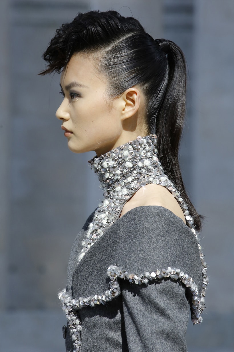 Chanel Paris Fashion Week Haute Couture Fall 2018 Couture Slicked Back Ponytail French Girls Style Punk style Hairstyles