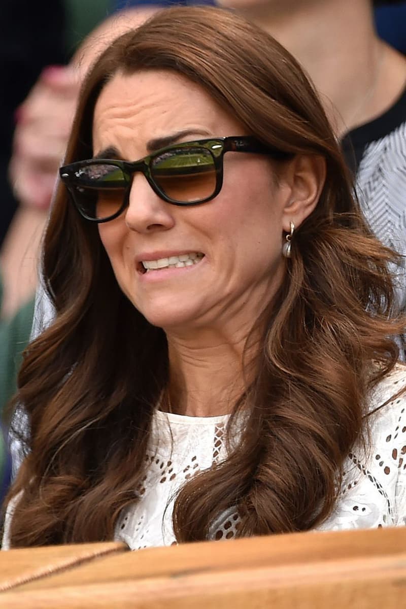 Kate Middleton Wimbledon Tennis Match Funny Facial Expression Prince William Andy Murray Maternity Leave British Royal Family