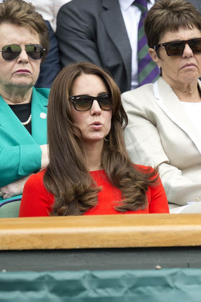 Kate Middleton Wimbledon Tennis Match Funny Facial Expression Prince William Andy Murray Maternity Leave British Royal Family