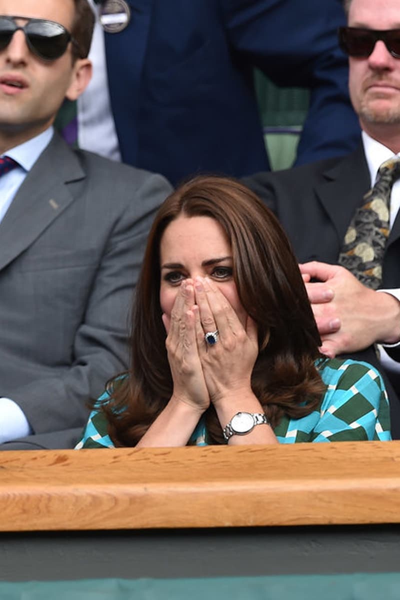 Kate Middleton Wimbledon Tennis Match Funny Facial Expression Prince William Andy Murray Maternity Leave British Royal Family