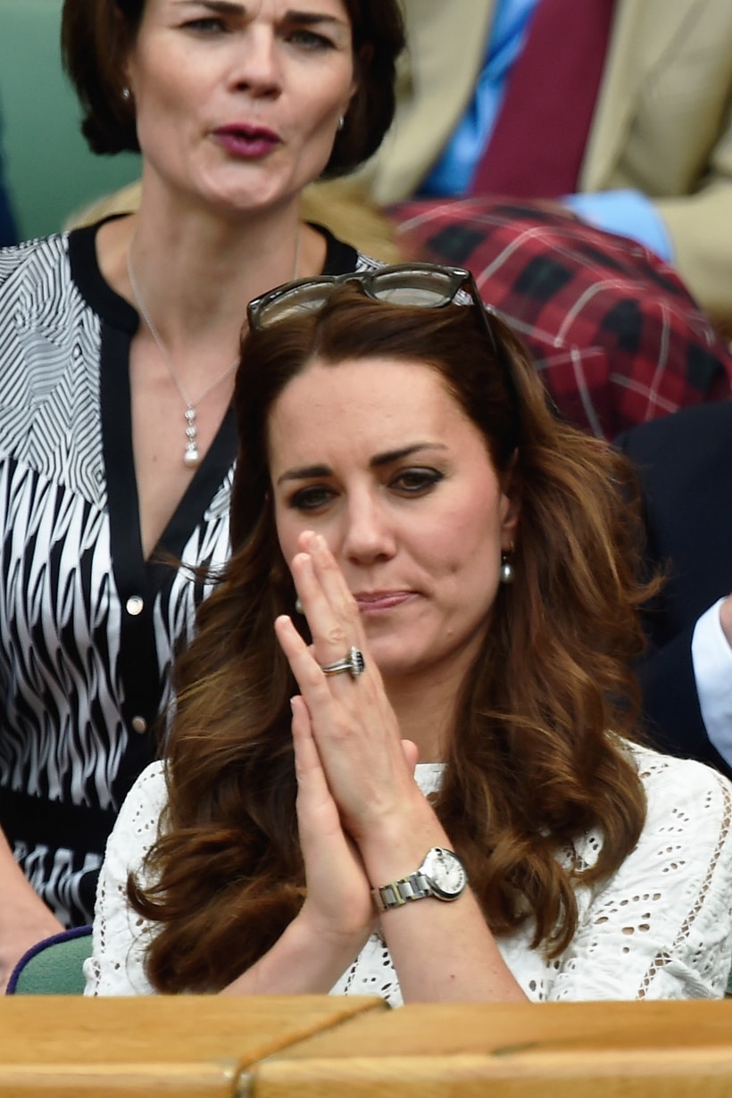 Kate Middleton Wimbledon Tennis Match Funny Facial Expression Prince William Andy Murray Maternity Leave British Royal Family