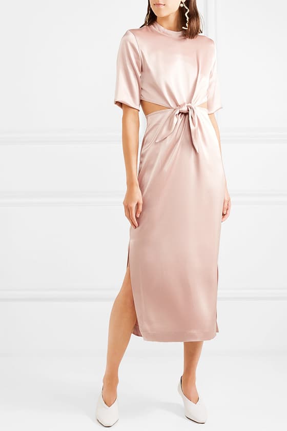 summer wedding guest dresses with sleeves 10 NANUSHKA Bhumi cutout satin midi dress
