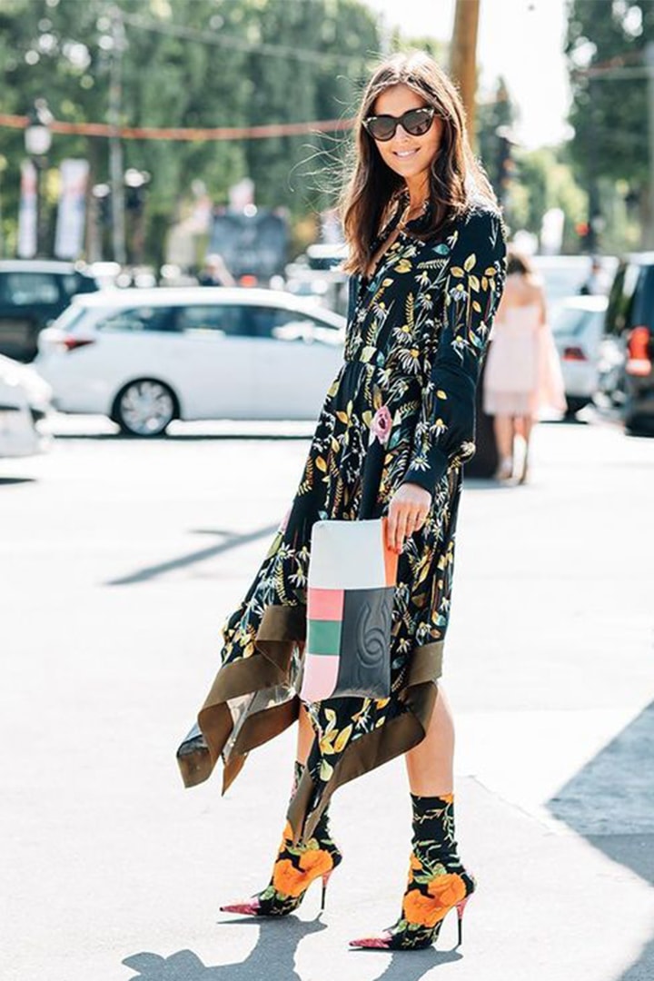 Fall Winter Street Style Dresses with Printed Boots