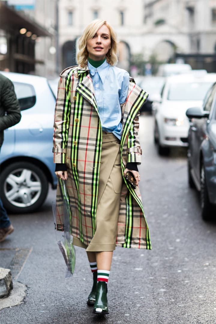 Rainy Day Outfit Street Style Trench Coat Rain Boots