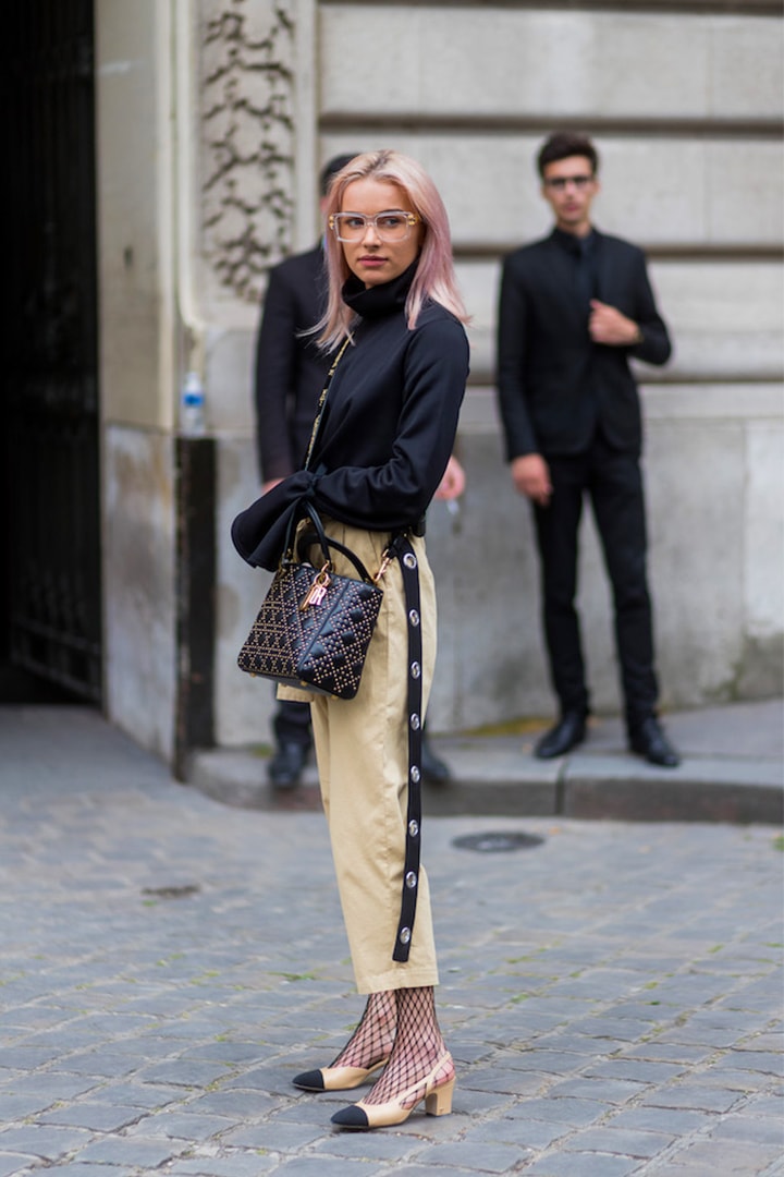 Socks with Chanel Heels Fall Winter Street Style