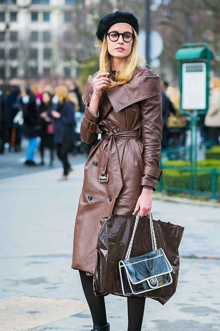 Beret Style Trench Coat Parisian Street Style