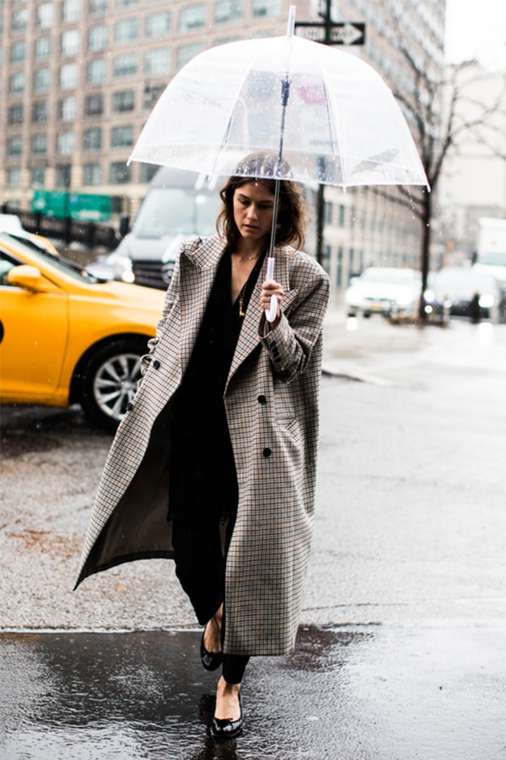 Rainy Day Outfit Street Style Coat Umbrella