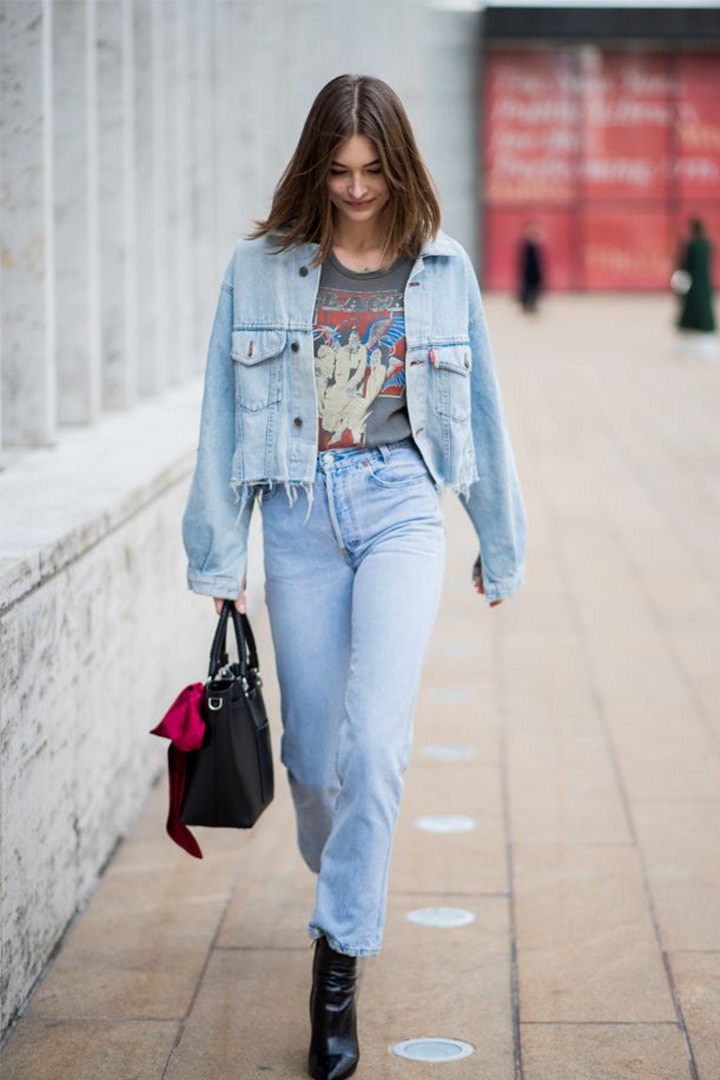 Double Denim Street Style Denim Jacket and Jeans