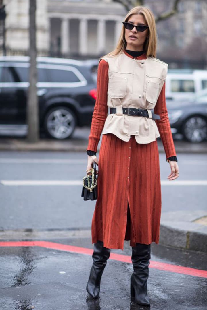 Fall Winter Street Style Dresses with Boots