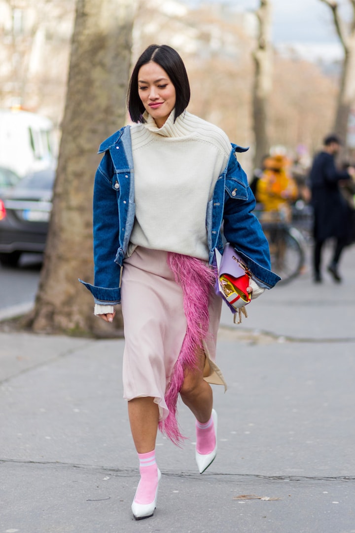 Pink Socks with Heels Fall Winter Street Style