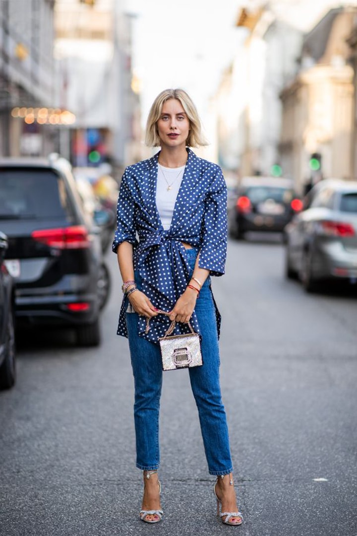 Wrap Top Denim jeans Street Style