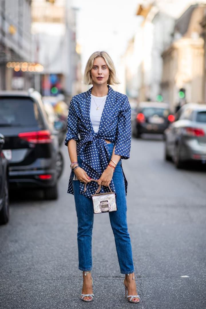 Wrap Top Denim jeans Street Style