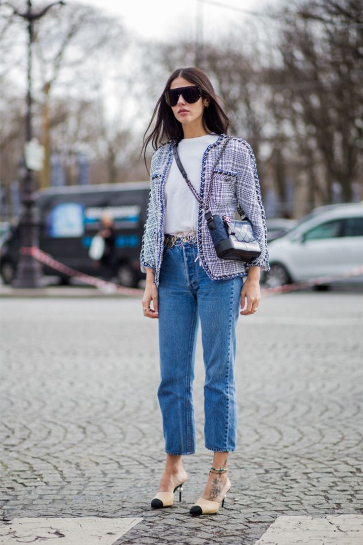 Chanel Jacket Denim jeans Street Style